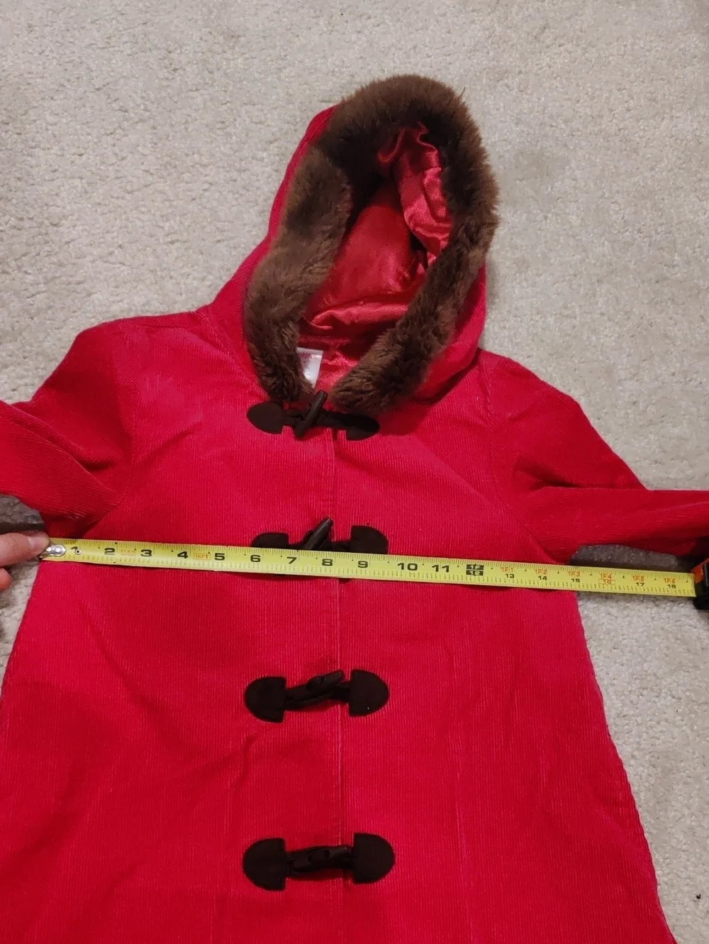 Gymboree Overcoat Girls 7 Pink Hooded Toggle Closure Corduroy Faux Fur Cotton Y2